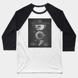 Tea Cup Patent - Tea Coffee Lover Home Kitchen Décor Art - Black Chalkboard Baseball T-Shirt